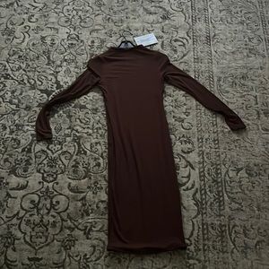 Brown long sleeve midi dress